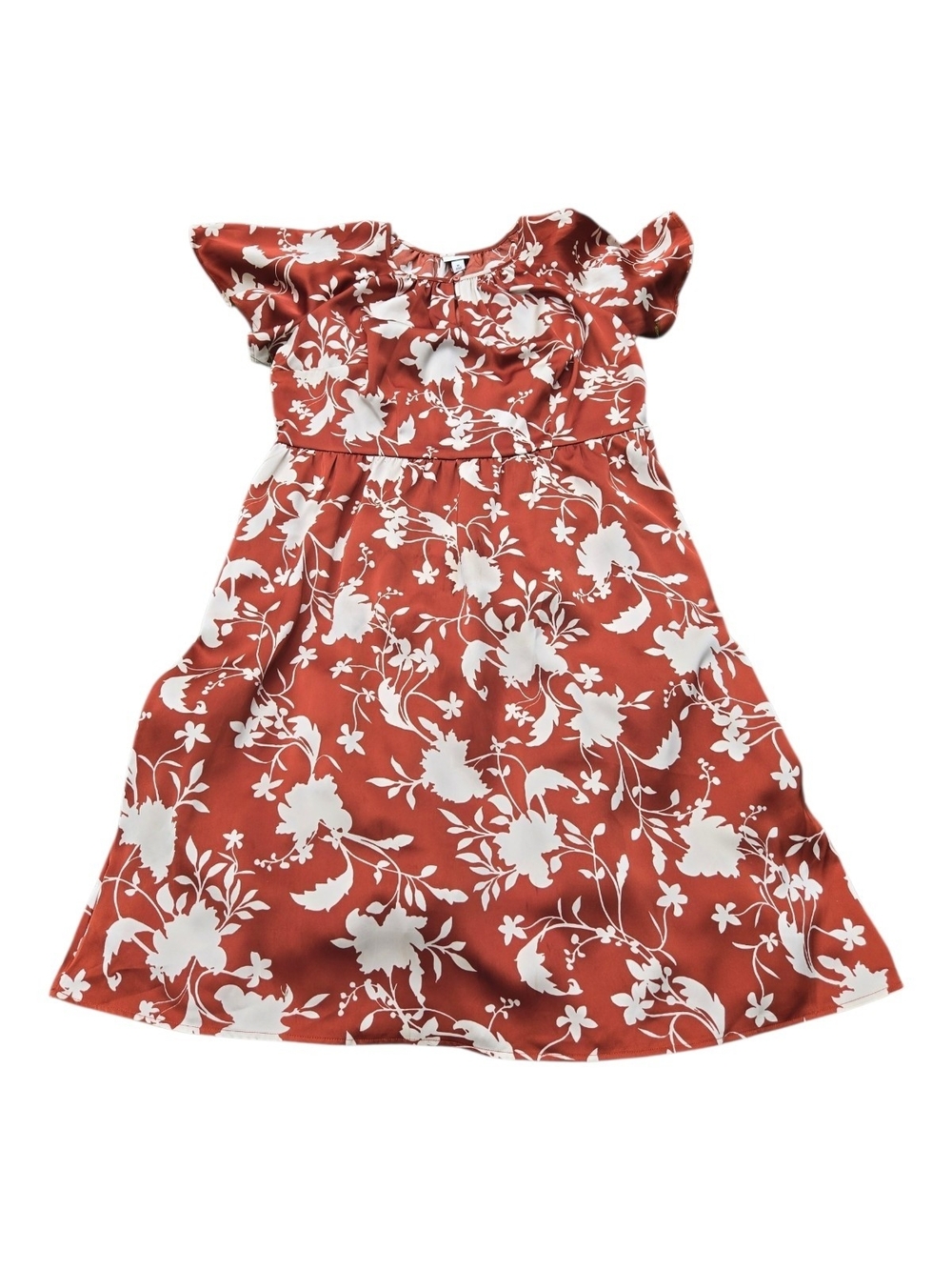 Ava & Viv Rust Floral Ruffle Sleeve Dress